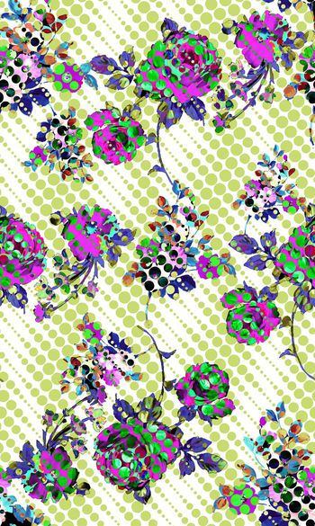 401225-时尚特异渐变圆点花卉女装家纺壁纸软