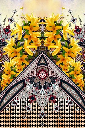 花卉菱形格印花华亿平台图片