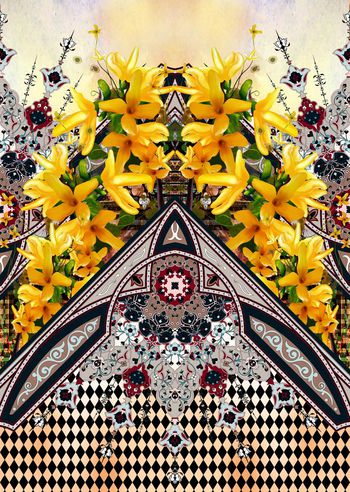 花卉菱形格印花华亿平台图片