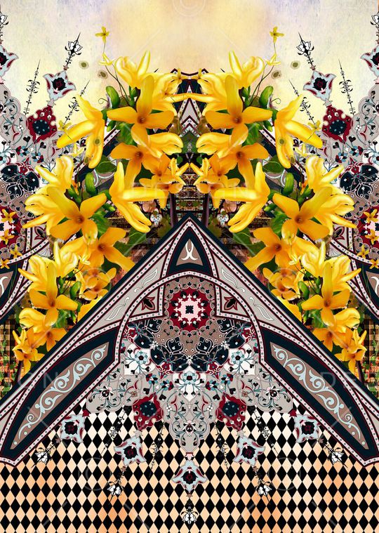 花卉菱形格印花华亿平台图片