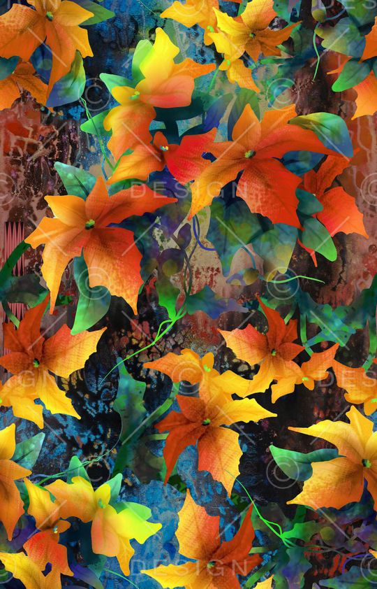 手绘效果印花华亿平台图片