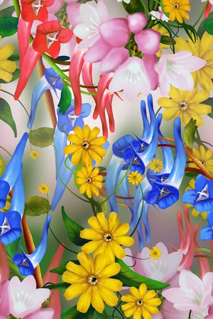 手绘效果印花华亿平台图片