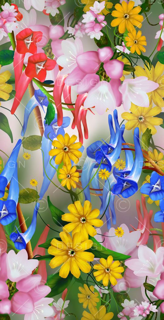 手绘效果印花华亿平台图片