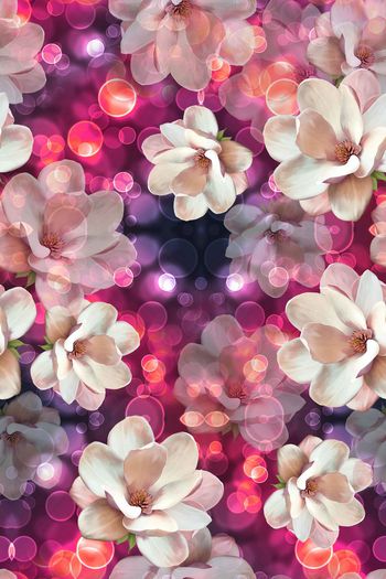 401359-梦幻花卉白色花朵女装华亿平台