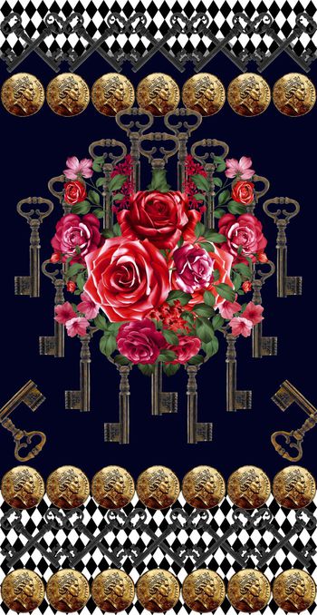 花卉菱形格印花华亿平台图片