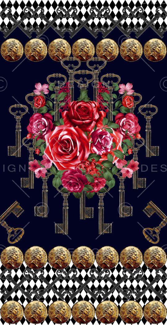 花卉菱形格印花华亿平台图片