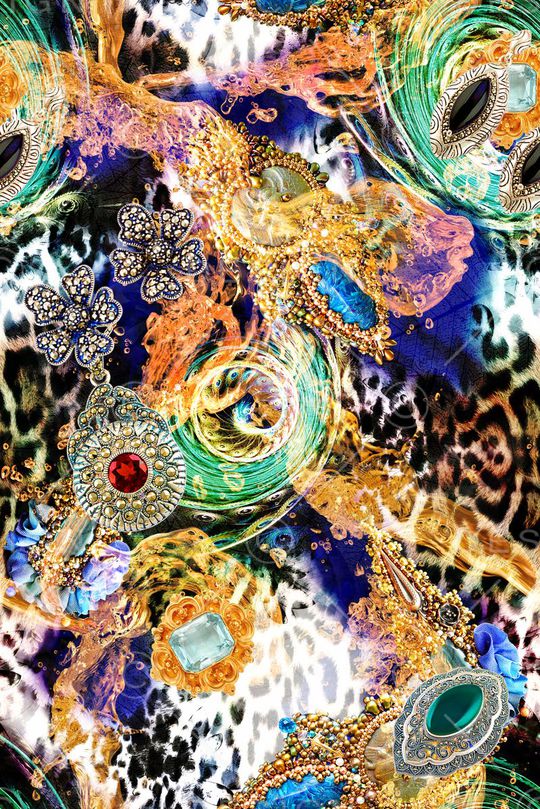 数码豹纹珠宝女装印花华亿平台图片