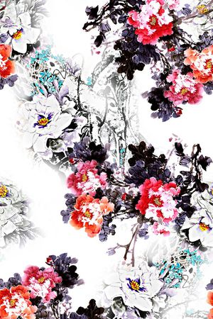 水墨印花华亿平台图片