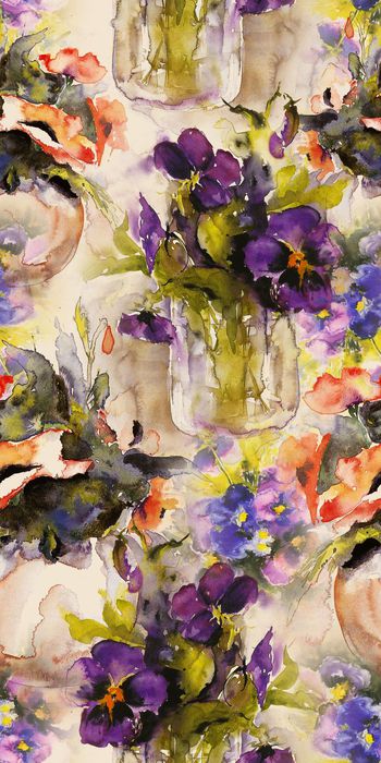 401920-水彩花卉组合 服装 绸缎