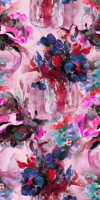 401921-水彩花卉组合 服装 绸缎