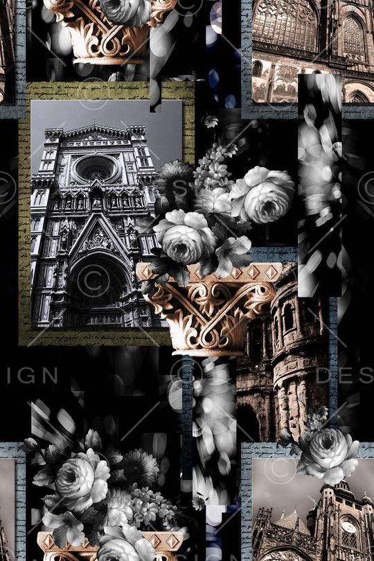 数码 欧式建筑 潮流 男装女装印花华亿平台图片