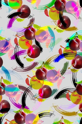 402172-写意笔触热带风情水果组合大牌风格花