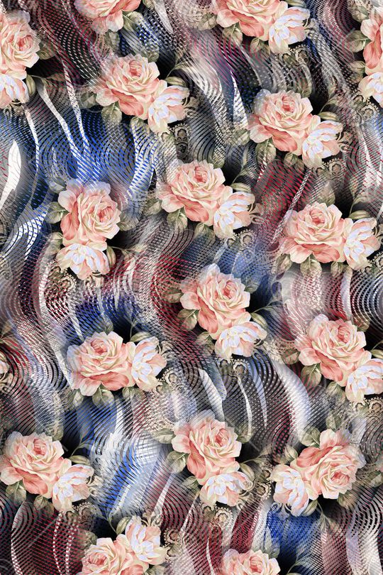 经典几何和花卉的完美组合印花华亿平台图片