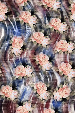 经典几何和花卉的完美组合印花华亿平台图片