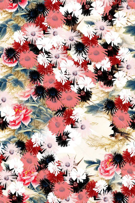 2015发现流行元素-中国元素鸟语花香印花华亿平台图片