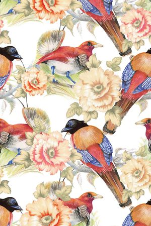 花鸟印花华亿平台图片