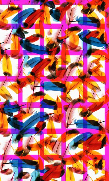 404263-几何线条格子动物羽毛组合女装裙装男