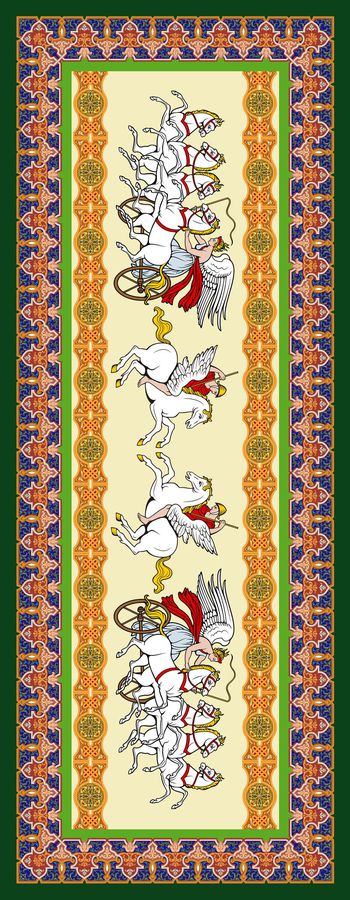 404270-欧式大牌风格希腊神话战神马车古典花