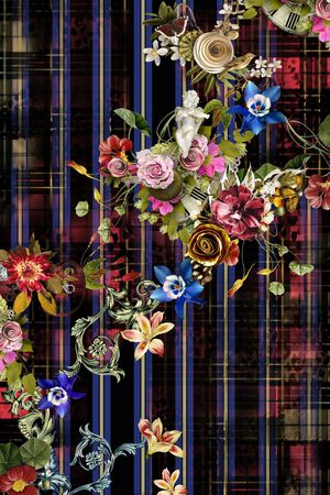 几何线条印花华亿平台图片