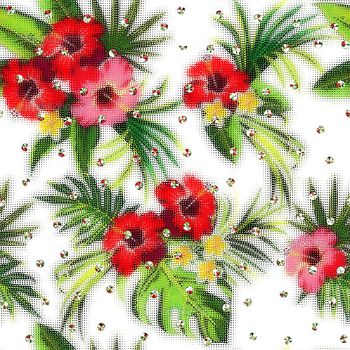 404714-热带花卉圆点网点肌理女装衬衣裙装休