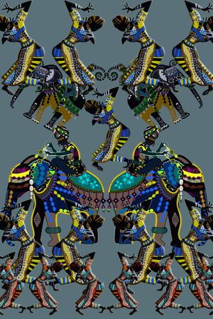 几何人物印花华亿平台图片