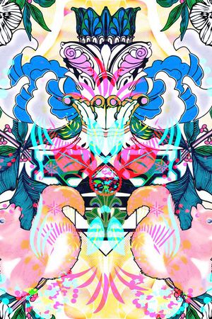 松鼠 动物 大叶片 线描花 海浪 梅花 罗马柱 卡通  镜像印花华亿平台图片