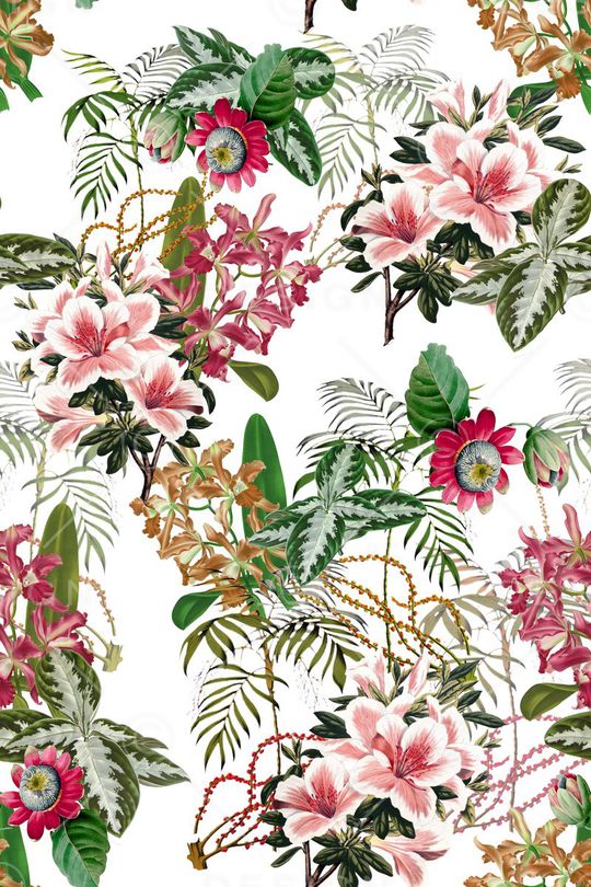 花卉组合印花华亿平台图片