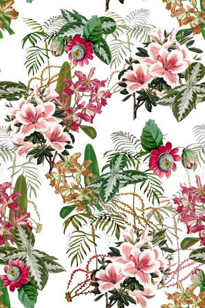 花卉组合印花华亿平台图片