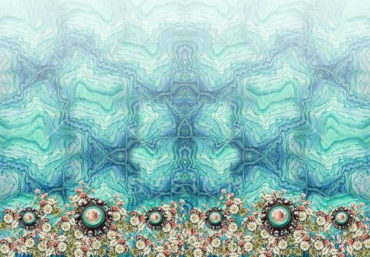 蓝色印花华亿平台图片