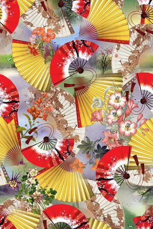 山水画印花华亿平台图片