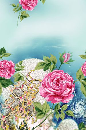 海底世界珊瑚印花华亿平台图片