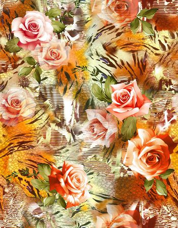 现代花卉印花华亿平台图片