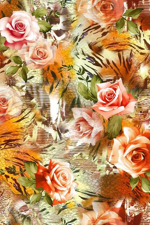 现代花卉印花华亿平台图片