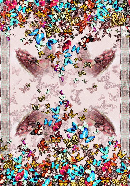 蝴蝶印花华亿平台图片