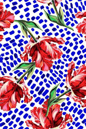 手绘 几何花卉女装印花华亿平台图片