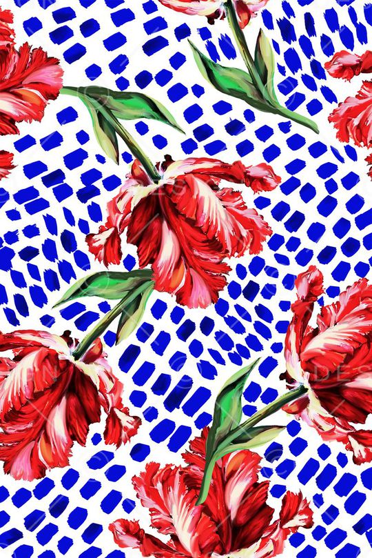 手绘 几何花卉女装印花华亿平台图片