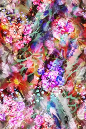 数码抽象花卉印花华亿平台图片