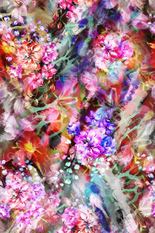 数码抽象花卉印花华亿平台图片