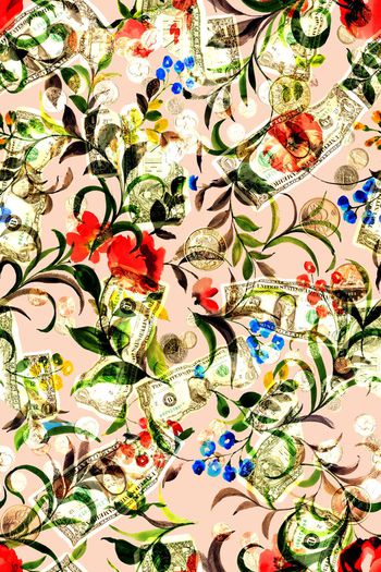 407130-钱币花卉组合