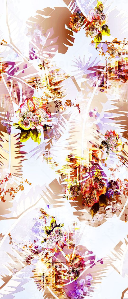 斑驳花卉印花华亿平台图片