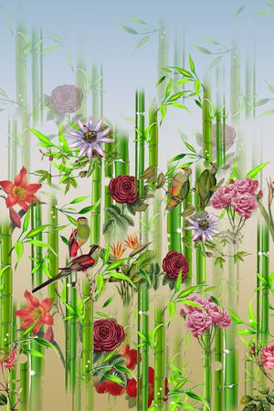 花鸟印花华亿平台图片