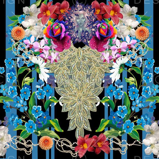 七彩定位花印花华亿平台图片