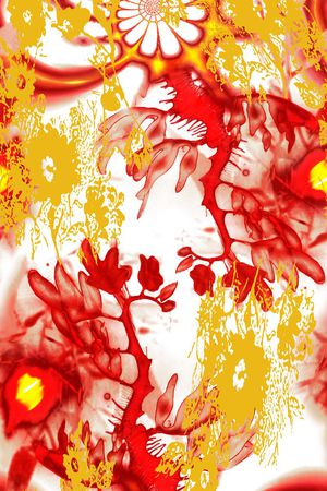 火红桔瓣花印花华亿平台图片