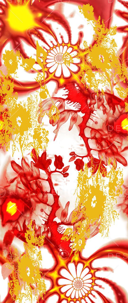 火红桔瓣花印花华亿平台图片