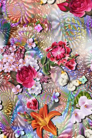 抽象底纹花卉印花华亿平台图片