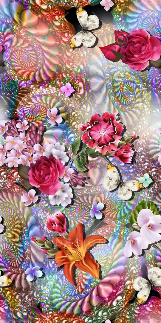 抽象底纹花卉印花华亿平台图片