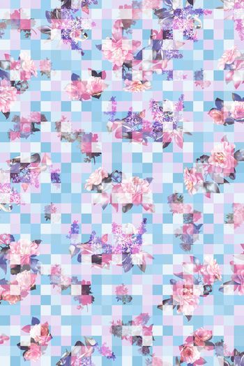 407912-格子  花卉  粉色调  淡雅