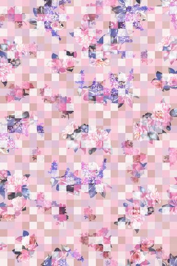 407914-格子  花卉  粉色调  淡雅
