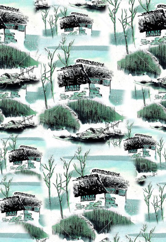 水墨印花华亿平台图片