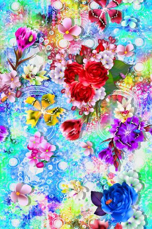 多彩花卉印花华亿平台图片